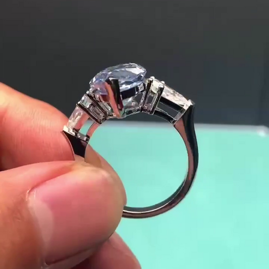11.50 TCW Fancy Blue Marquise Lab Grown Diamond Engagement Ring | Three Stone Ring | IGI Certified