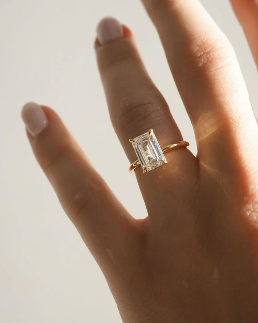 Emerald cut solitaire diamond engagement ring, 13ct bridal ring for women, anniversary jewelry, promise ring, timeless luxury wedding jewelry