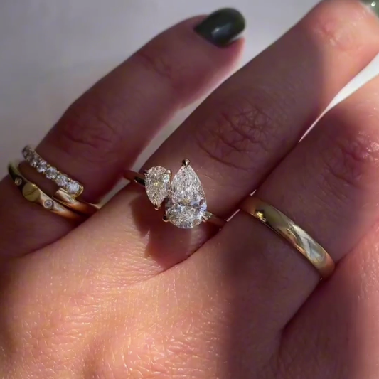 1.40 CT Double Pear Lab Grown Diamond Engagement Ring | Toi Et Moi Ring | IGI Certified