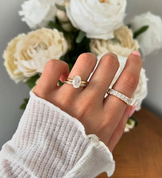 Radiant cut full eternity diamond band, 1.50ct lab grown diamond ring, wedding band, stackable bridal jewelry gift for her
