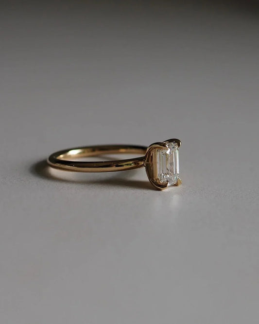 Emerald cut lab grown diamond engagement ring 1.5ct, solitaire ring, four prong setting, bridal jewelry, wedding band, anniversary gift for her