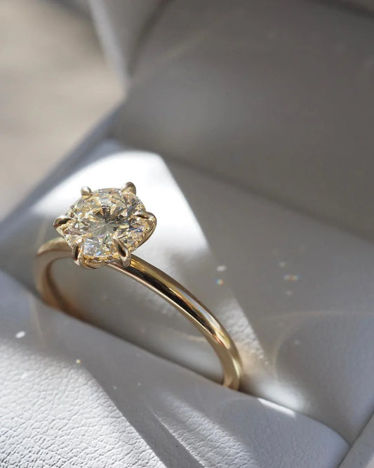 Round cut lab created diamond ring 1.5ct, hidden halo engagement ring, IGI certified wedding band, anniversary gift, bridal promise ring