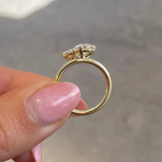 1.65 CT Double Pear Lab Grown Diamond Engagement Ring | Toi Et Moi Ring | IGI Certified