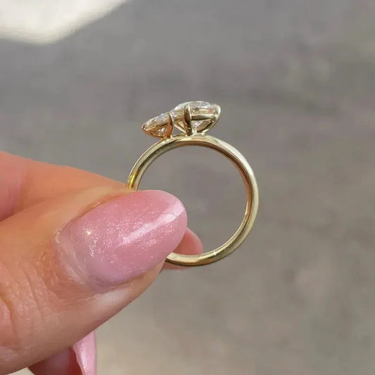 Pear cut lab created diamond Toi Et Moi ring 1.65 CT, IGI certified engagement ring, wedding band, anniversary promise jewelry