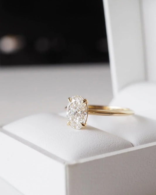 Oval cut lab created diamond engagement ring, 1ct solitaire bridal ring, anniversary gift for wife, elegant wedding jewelry for women