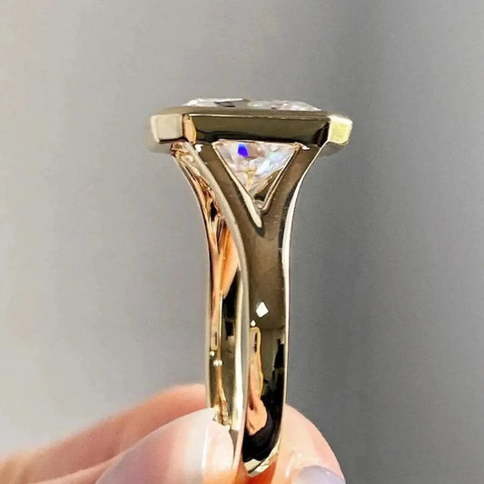 Radiant 2.00ct lab grown diamond engagement ring with bezel modern design, IGI certified, wedding bridal ring, luxury solitaire sustainable jewelry piece