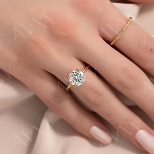 Modern 2.00ct round lab grown diamond engagement ring IGI certified, classic solitaire setting ethical diamond engagement wedding bridal jewelry ring luxury