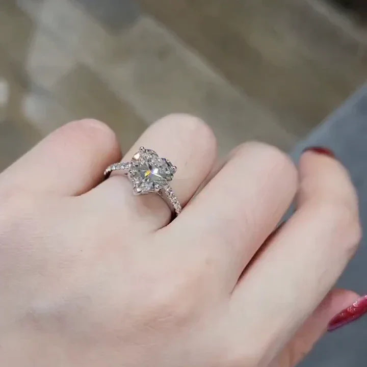 2.40TCW Heart Lab Grown Diamond Engagement Ring | Cathedral Setting | IGI Certified