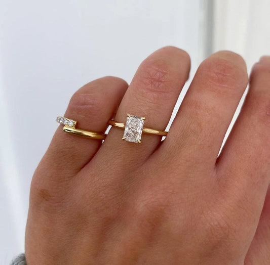 2.50 CT radiant cut lab grown diamond IGI certified engagement ring classic trellis setting wedding bridal jewelry anniversary gift gold diamond ring