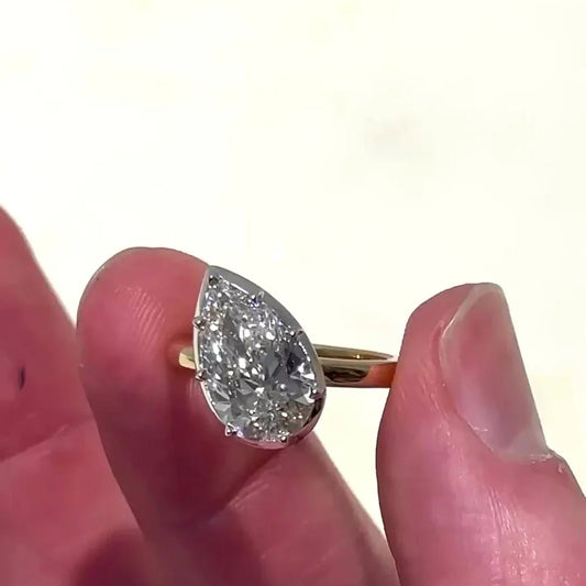 3.00 CT pear cut lab grown diamond bezel ring, IGI certified engagement ring, modern solitaire design, bridal jewelry, luxury wedding ring gift