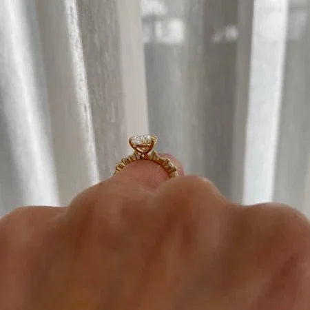 Pear 3.00 TCW lab grown diamond ring, accent stone engagement ring, IGI certified, elegant bridal jewelry, wedding ring for women, gift for her