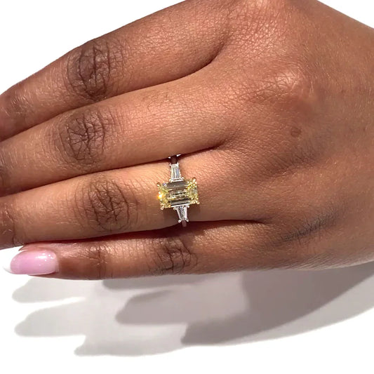 Emerald cut 3.00ct lab grown diamond bezel ring, east-west setting, IGI certified engagement ring, bridal jewelry, elegant wedding ring for women