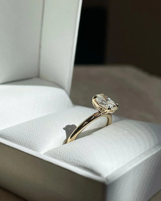 3.0ct oval cut lab grown diamond solitaire engagement ring gold band IGI certified wedding ring bridal jewelry luxury minimalist design ring