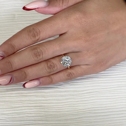 Elegant 3.50ct round lab grown diamond engagement ring IGI certified cathedral solitaire design bridal wedding ring luxury anniversary jewelry gift