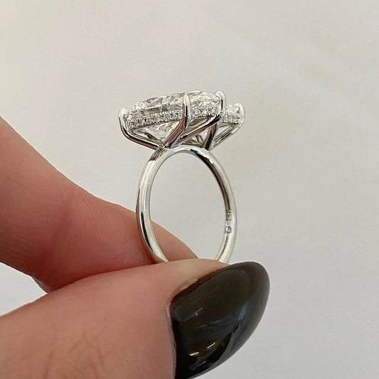 3.70 TCW pear radiant lab grown diamond engagement ring toi et moi hidden halo design IGI certified bridal wedding ring luxury diamond jewelry ring