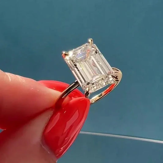 IGI certified 4.00 CT emerald cut lab grown diamond engagement ring solitaire luxury wedding bridal ring hidden brilliance anniversary gift jewelry