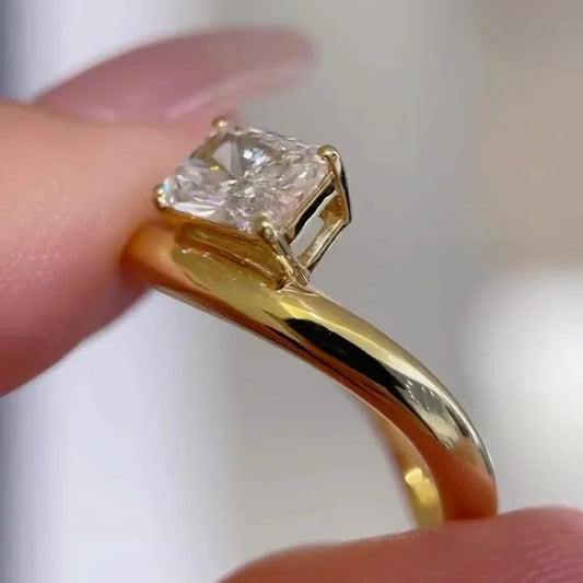 4.00 CT radiant lab grown diamond engagement ring IGI certified cathedral bezel setting luxury bridal wedding anniversary sustainable jewelry ring elegant
