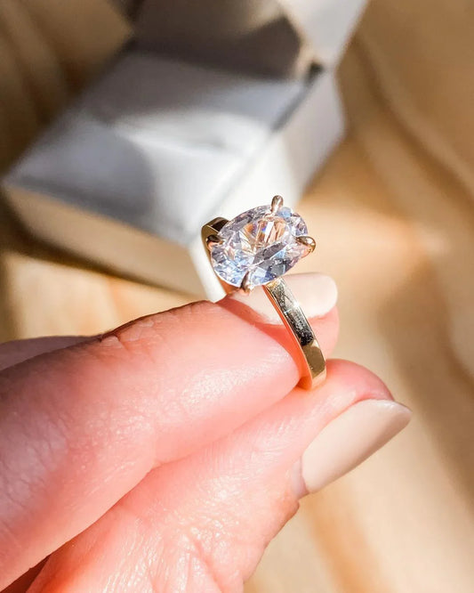 4.0ct Oval Cut Lab Grown Diamond Solitaire Ring Talon Claw Setting Minimalist Engagement Ring Wedding Gift Promise Ring for Women Bridal Jewelry