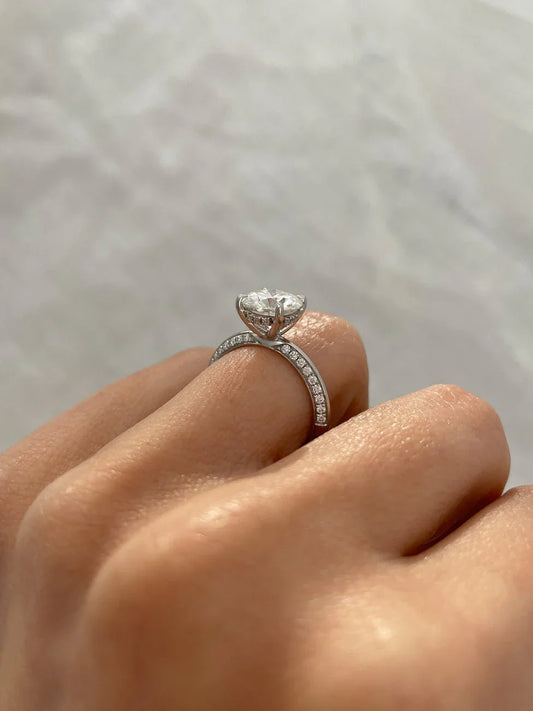 Round cut 4.80 TCW lab grown diamond ring, hidden halo pavΓ© engagement ring, IGI certified promise ring, bridal wedding jewelry