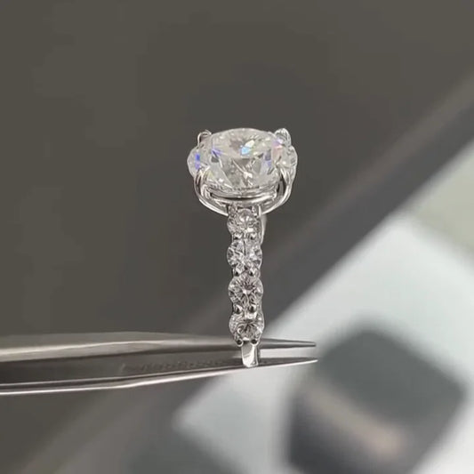 4.80 TCW round cut lab grown diamond ring, hidden halo pavΓ© engagement ring, IGI certified wedding band, bridal jewelry, promise ring