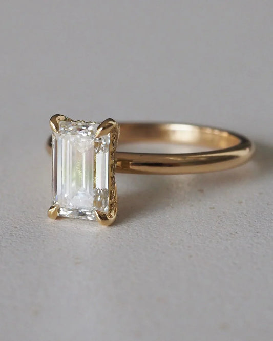 5.5ct emerald hidden halo lab grown diamond engagement ring, bridal wedding ring, luxury solitaire ring, IGI style diamond jewelry gift for her