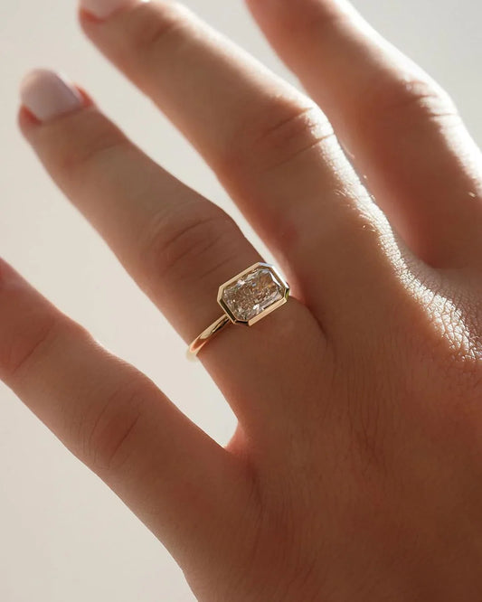 Luxury 6 CT Radiant Cut Lab Grown Diamond Bezel Solitaire Ring Elegant Engagement Ring Wedding Band Anniversary Gift for Women Fine Jewelry IGI