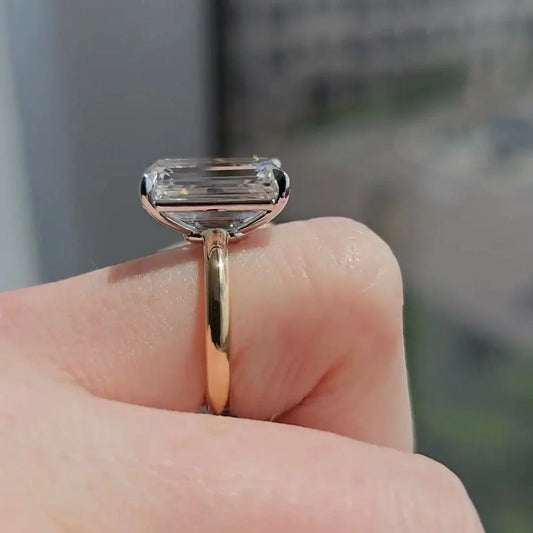 Luxury 7.00 CT emerald cut lab grown diamond engagement ring two-tone gold IGI certified wedding ring bridal band anniversary gift jewelry for women