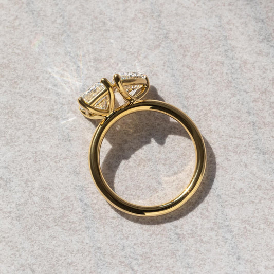 3ct Pear & Emerald Toi Et Moi Lab Grown Diamond Ring Sophisticated -cut diamond ring set in a classic gold band, beautifully neutral-toned nails. A must-have for engagement proposals, high-end jewelry lovers, and wedding occasions. Women Engagement Ring Finger For Her Finger Ring Gold Ring Bluestone Ring Diamond Ring Price Gold Ring Price