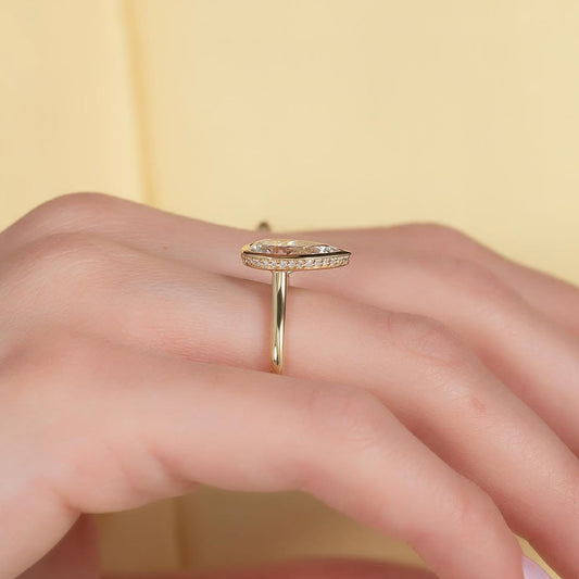 2.0ct Pear Cut Lab grown Diamond Solitaire Ring with Full Bezel