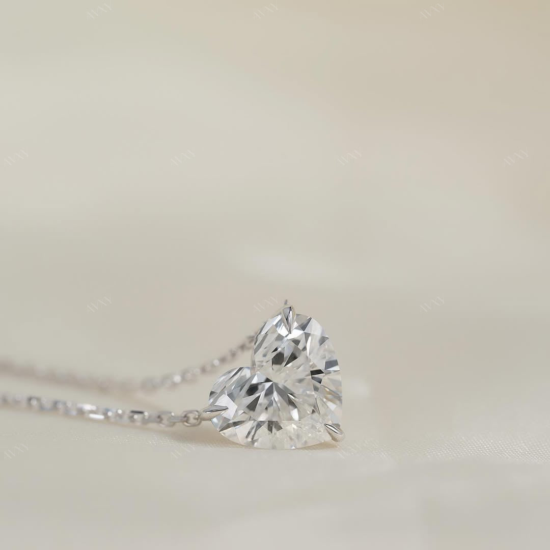 pendant set with a 3 carat Heart cut diamond in white gold