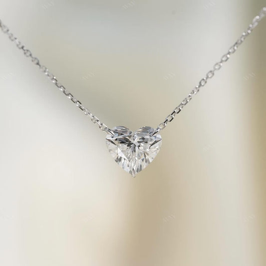 pendant set with a 3 carat Heart cut diamond in white gold