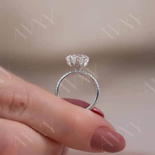 Heart 3.00CT Lab Grown Diamond Hidden Halo With Pave Band Engagement Ring Promise Ring Gift For Newlyweds Mother Gift Diamond Ring