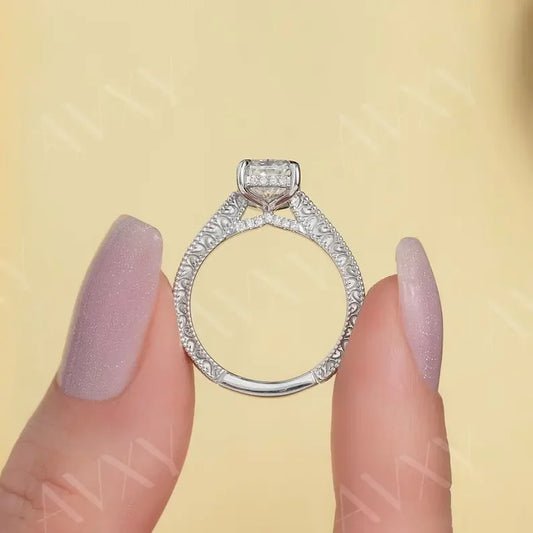 3.00CT Radiant Lab Grown Diamond Hidden Halo PavΓ© Band Engagement Ring Promise Wedding Ring Gift for Newlyweds Mother Gift Diamond Jewelry