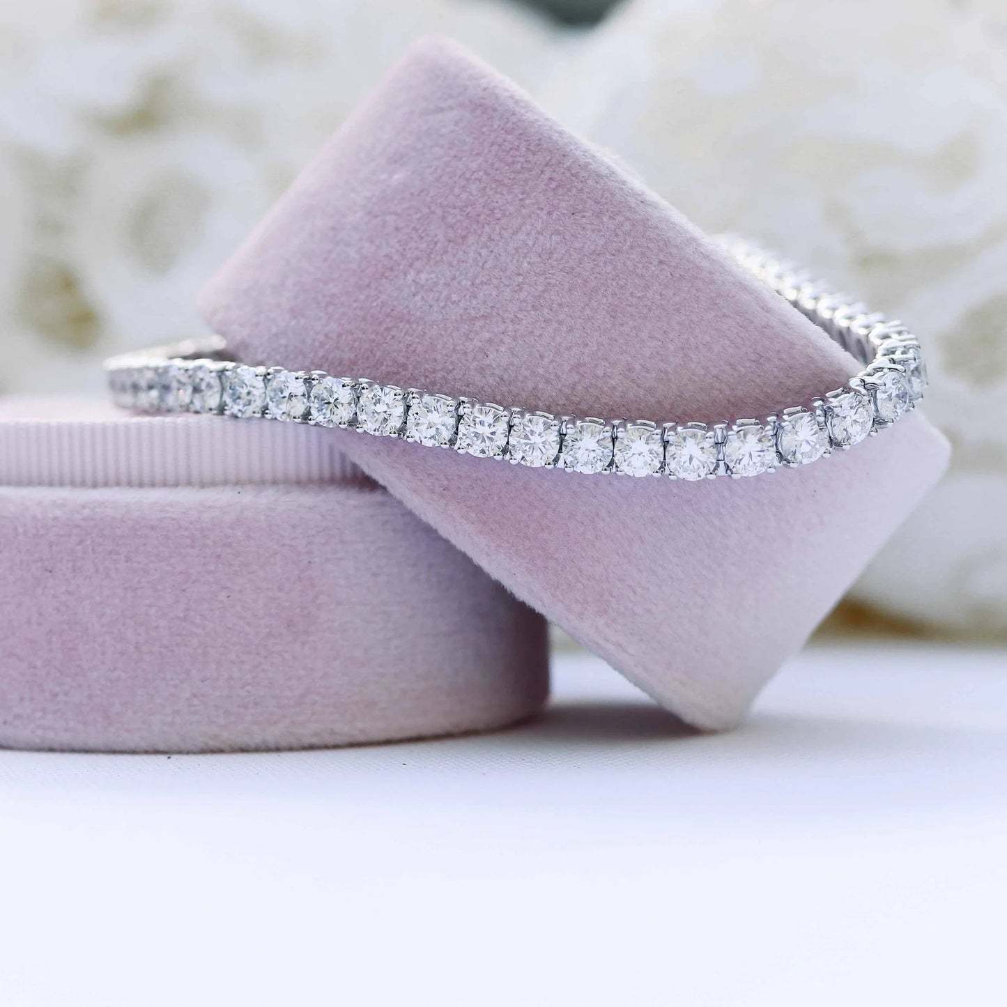 Round Lab Grown Diamond Four Prong Tennis Bracelet , EF Color, VS Clarity, IGI Certificate