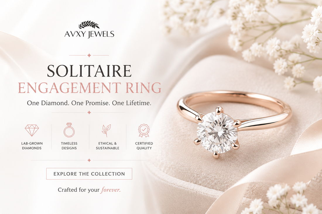 Elegant solitaire lab-grown diamond ring on a polished gold band for proposals and weddings.