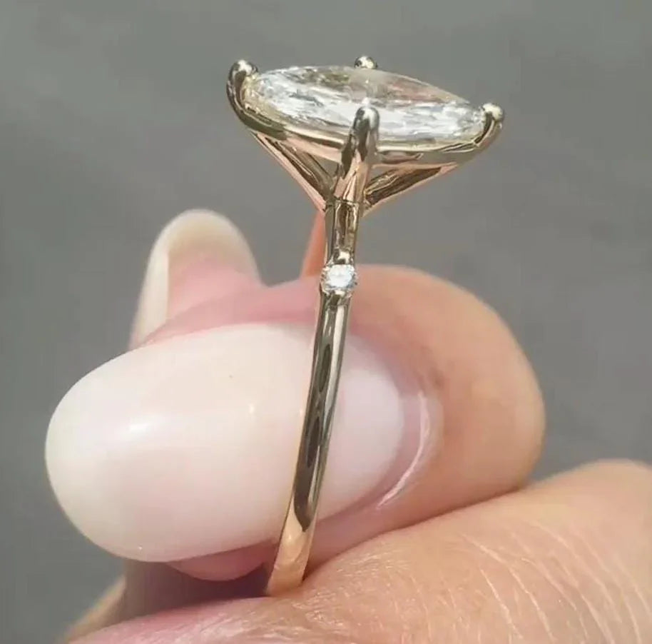 0.50ct Marquise Lab Grown Diamond Engagement Ring | Accent Setting | IGI Certified 