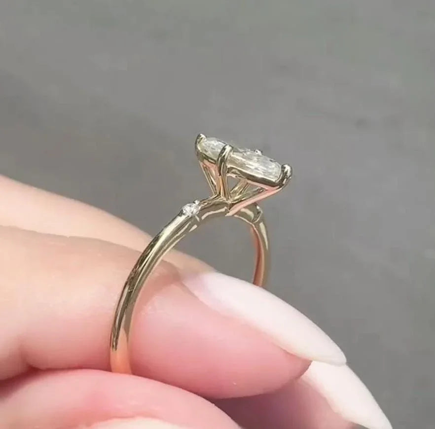 0.50ct Marquise Lab Grown Diamond Engagement Ring | Accent Setting | IGI Certified 