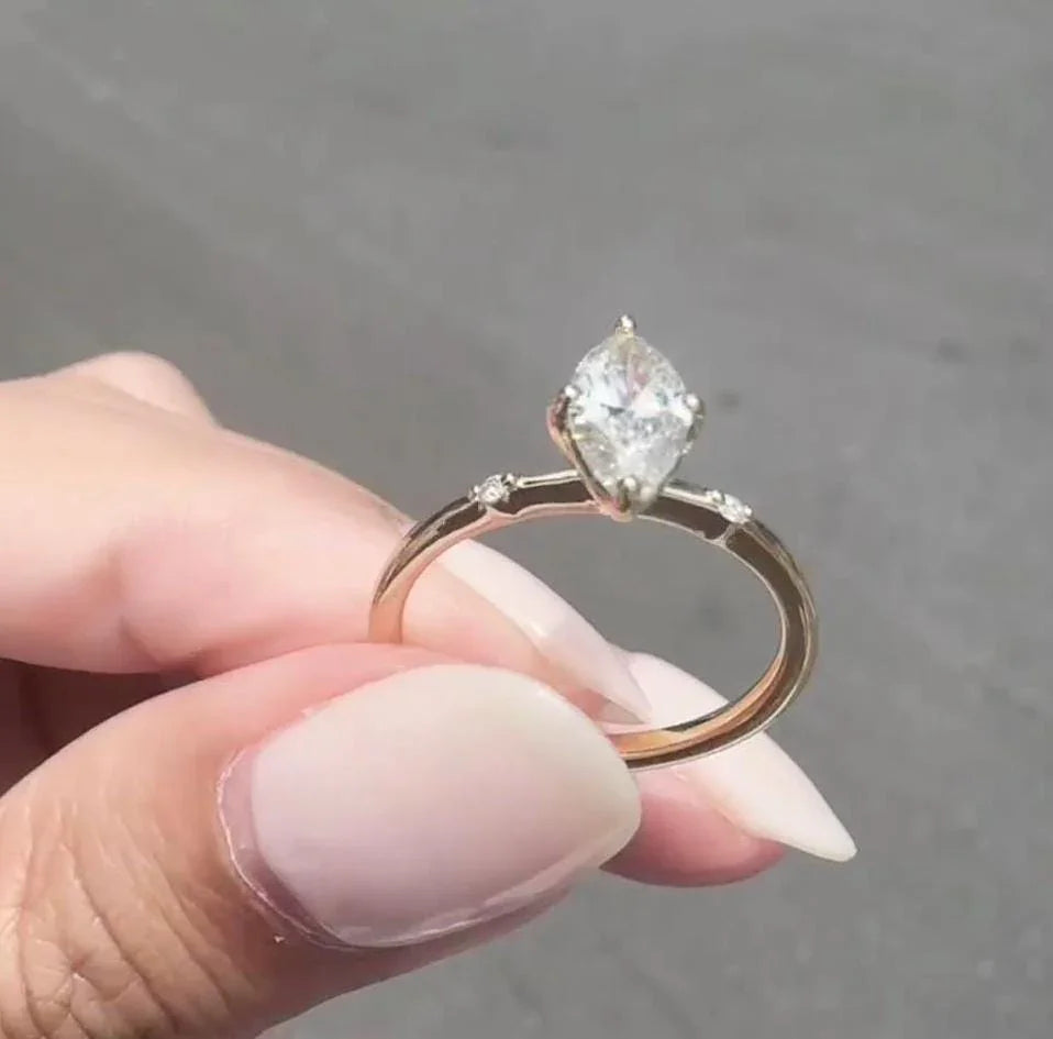 0.50ct Marquise Lab Grown Diamond Engagement Ring | Accent Setting | IGI Certified 