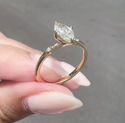 0.50ct Marquise Lab Grown Diamond Engagement Ring | Accent Setting | IGI Certified 