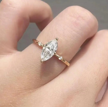 0.50ct Marquise Lab Grown Diamond Engagement Ring | Accent Setting | IGI Certified 