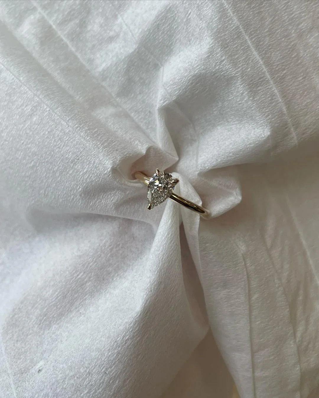 Pear cut lab grown diamond engagement ring 0.5ct, three prong setting, luxury bridal jewelry, wedding ring, anniversary promise ring