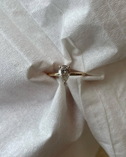 0.5ct pear diamond wedding ring for women, lab grown engagement ring, three claw setting jewelry, anniversary gift, luxury bridal band