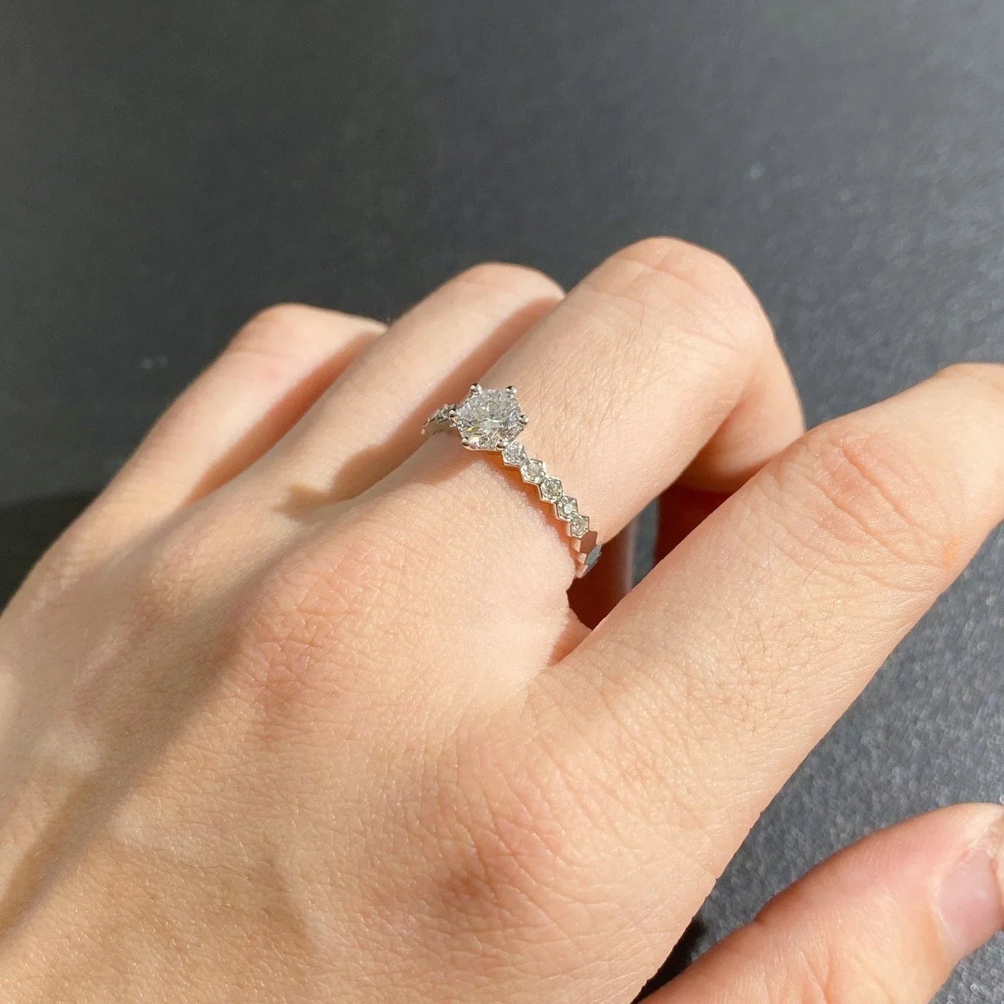 Elegant round lab grown diamond engagement ring 0.70 TCW, basket setting solitaire ring, certified wedding jewelry for women