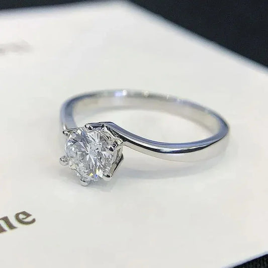 IGI certified 0.70 TCW round cut lab created diamond ring, modern bypass shank engagement ring, elegant wedding jewelry gift