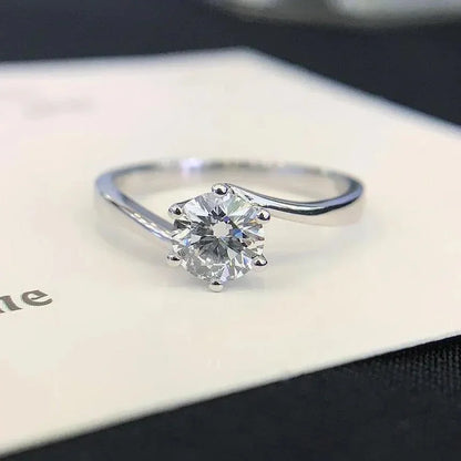 0.70 TCW Round Lab Grown Diamond Engagement Ring | Modern Bypass Shank | IGI Certified 
