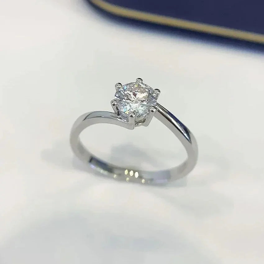 0.70 TCW round lab grown diamond engagement ring, modern bypass shank ring, IGI certified solitaire ring, bridal jewelry for women