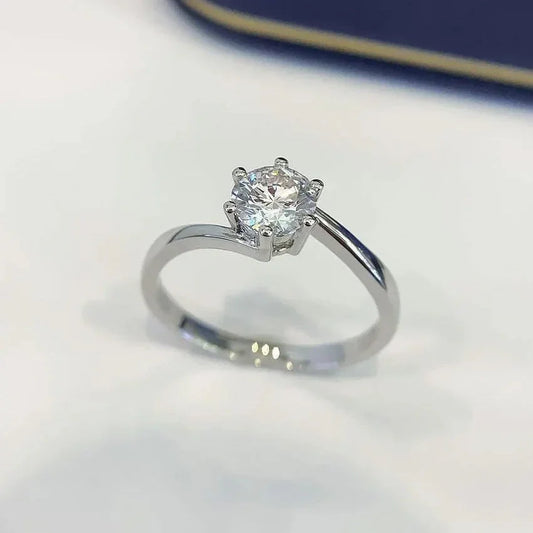 0.70 TCW round lab grown diamond engagement ring, modern bypass shank ring, IGI certified solitaire ring, bridal jewelry for women