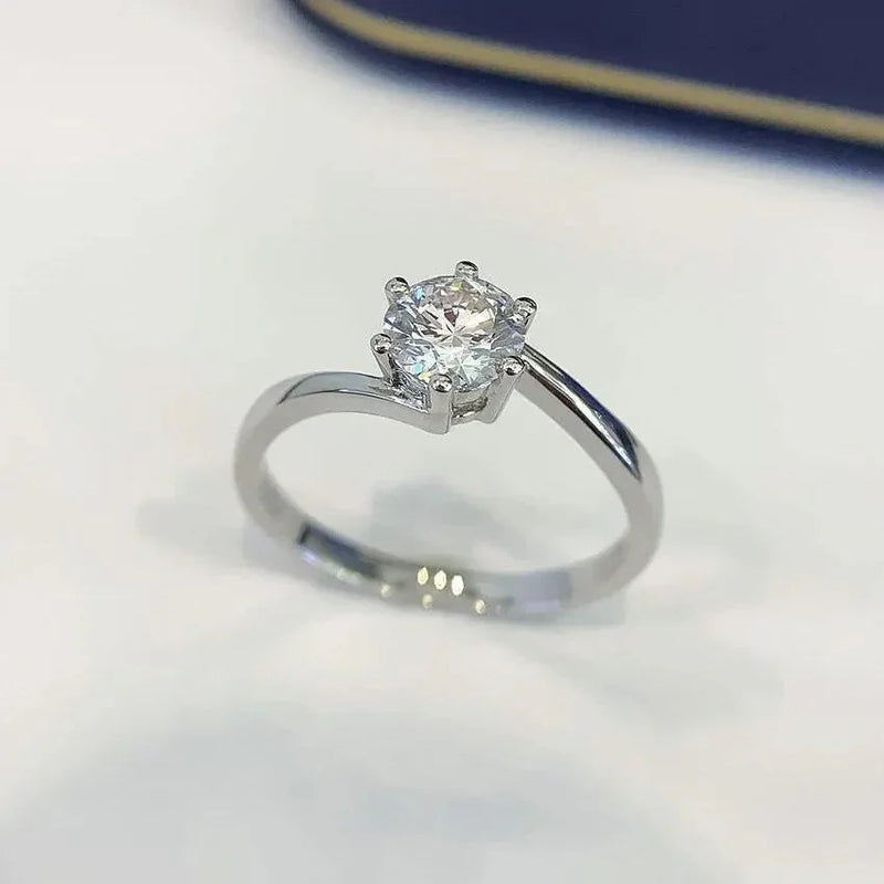 0.70 CT Round Lab Grown Diamond Engagement Ring | Modern Bypass Shank | IGI Certified