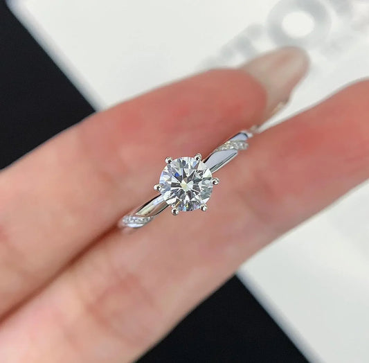 0.70TCW lab grown diamond solitaire ring, round cut basket pavé engagement ring, IGI certified fine bridal jewelry for women