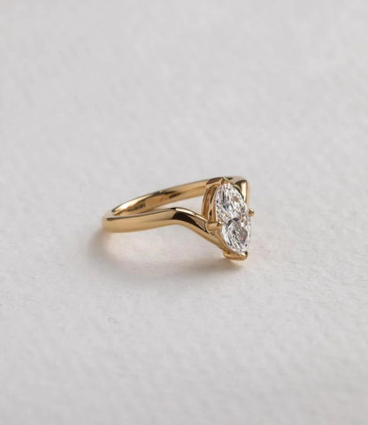 Classic 0.90ct marquise solitaire diamond ring, sparkling engagement ring, minimalist wedding promise jewelry for women and brides